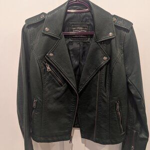 Levi's Vegan Leather Moto Jacket - Forest Green, Size XS